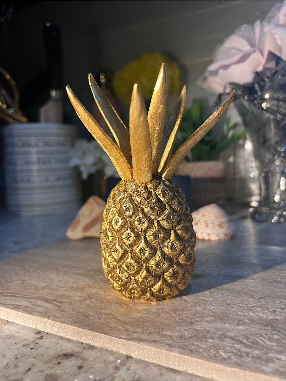 MID CENTURY Heavy! brass or cast iron Decorative Pineapple App forks holder